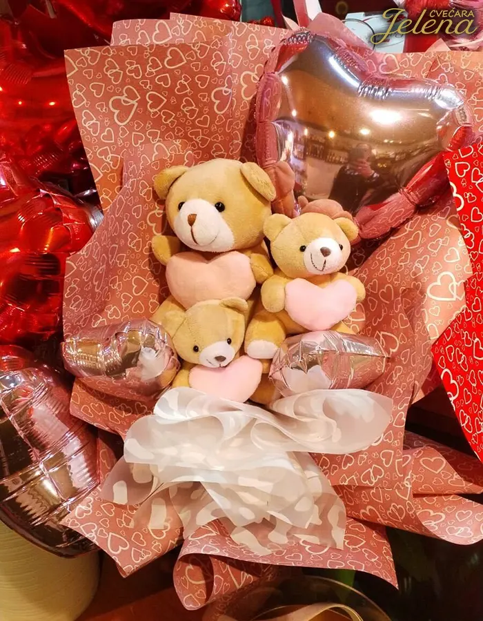 Buket od Medvedića Rozi Buket od Medvedića Rozi